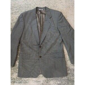 Hugo Boss Sport Coat Blazer Mens 40L Green Wool Checked Pattern